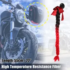 Unique Bargains Bicycle Motorcycle Helmet Decor Ponytail Black Scarlet 22" 1 Pc