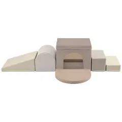 Soft Foam Climb and Crawl Playset for Toddlers,7-Piece Indoor Activity Blocks with Ramp and Tunnel,Safe Kids Playground-Baofuwish