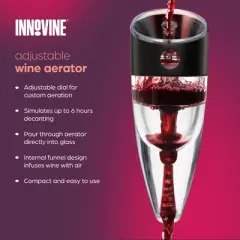 Innovine Wine Aerator, Instant Decanter with Adjustable Dial to Custom Aeration, Enhance Flavor, Perfect for White and Red Wines, Set of 1, Graphite