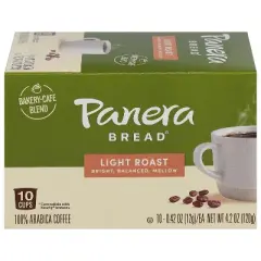 Panera Bread Coffee Light Roast Single Serve - Case of 6 - 10 ea