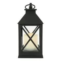 Northlight 9" LED Battery Operated Black Lantern with Flameless Candle