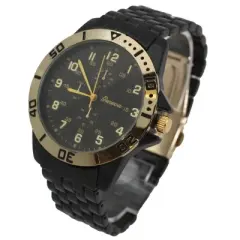 OLIVIA PRATT WOMENS CERAMIC STYLE BASKET LINK FAUX CHRONOGRAPH WATCH