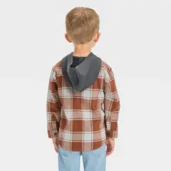 Toddler Boys' Long Sleeve Hooded Flannel Shirt - Cat & Jack&trade;
