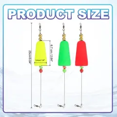 Unique Bargains Plastic Weighted Popping Corks Fishing Floats Rigs 3 Pcs