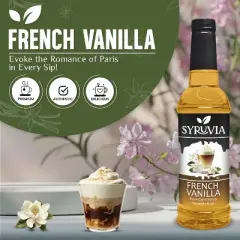 Syruvia French Vanilla Syrup - 25.4 fl oz. Premium Flavoring Syrup For Coffee