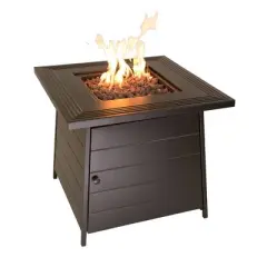 Endless Summer The Anderson 28" Square LP Gas Outdoor Fire Pit with Steel Mantel Black