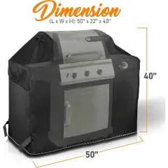 SereneLife Heavy Duty Waterproof BBQ Grill Cover - UV Resistant with Fabric Handles & Fastening Straps - SLGCS