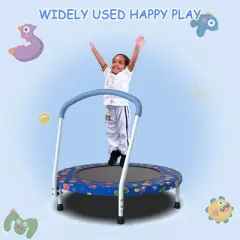 Aukfa 36 inch Kids Trampoline with Handle - Indoor/Outdoor Toddler Trampoline Ages 1-6, 6-Leg Design for Safety & Stability