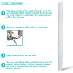 Sunnydaze Outdoor Long-Lasting Replacement Fiberglass Tiki Torch Oil Lamp Lantern Wick Strings