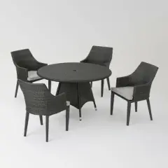Hillhurst 5pc Wicker Round Dining Set Gray - Christopher Knight Home