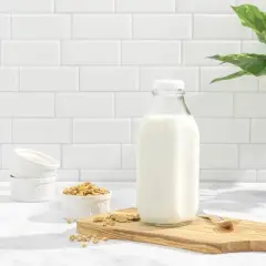 JoyJolt Reusable Glass Milk Bottle with Lid & Pourer - Water or Juice Bottles with Caps - Set of 3