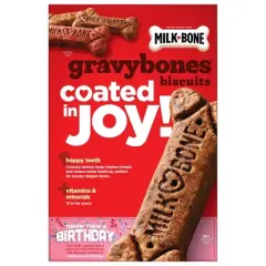 Milk-Bone Biscuits Gravy Bones with Beef, Chicken, Liver and Bacon Flavors Dog Treats - 19oz