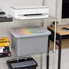 IRIS 32qt 3pk Letter Plastic File Box: Hanging File Folders Storage Bin, File Organizer, Gray, No Assembly Required