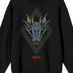 House of the Dragon Blue Dragon Head Men's Black Crewneck Sweatshirt