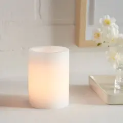 4" x 3" LED Flameless Black Wick Candle White - Threshold&trade;: Wax Pillar, Battery Operated
