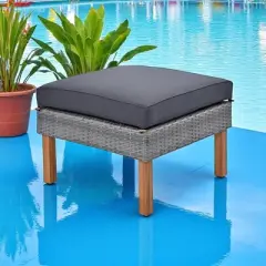 9-Piece Outdoor Patio Furniture Set with PE Wicker, Acacia Wood, Removable Cushions & Pillows, Multi-Functional Modular Sofa