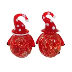 Tabletop 3.0 Inch Gnome Salt And Pepper Set , Blown Glass Santa (2PC)