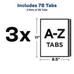 Avery Legal Exhibit Unpunched Dividers for Use with Any Binding System, Collated A-Z, 26 Side Tab Dividers Per Set, Helvetica Type, 3 Sets (21874)