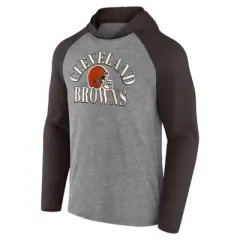 NFL Cleveland Browns Men's Gray Full Back Run Long Sleeve Lightweight Hooded Sweatshirt