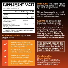 Black Seed Oil Capsules + Ginger Root Extract for Digestive Health & Immune Support, Cold Pressed Black Cumin Seed Oil & Ginger, Havasu Nutrition 60ct
