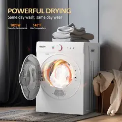 ROVSUN 1.8 Cu.Ft Portable Clothes Dryer, Front Load Dryer Machine, Compact Laundry Dryer with Stainless Steel Tub for Apartment, Home, Dorm