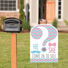 Big Dot of Happiness Chevron Gender Reveal - Party Decorations - Gender Reveal Party Welcome Yard Sign