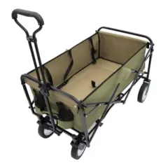 FURNIinspire Outdoor Serving Carts 360lbs Collapsible Foldable Wagon Cart with strapping system for Camping Shopping, Green, 35.04"*21.65"*38.98"
