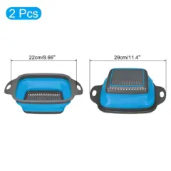 Unique Bargains Collapsible Colander Set Silicone Square Foldable Strainer with Handle Space Saving