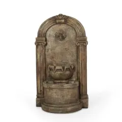 NAYSAYE Fountain Classic Two Tier Spout Design with Timeless Stone Inspired Style for Garden Patio Outdoor, Light Brown, 19.75"*12.1"*35.25"