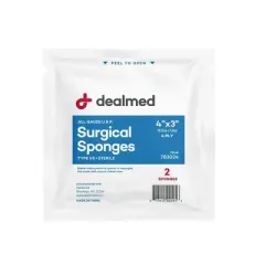 Dealmed 4&rsquo;&rsquo; x 4&rsquo;&rsquo; Sterile Gauze Pads, 12-Ply, Disposable, Individually Wrapped Packages of Two, White, 25 Count