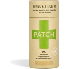 Patch Burns & Blisters Natural Bamboo Strip Bandages With Aloe Vera, 25 Ct