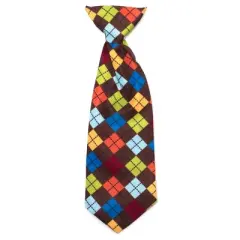 The Worthy Dog Autumn Argyle Neck Tie Adjustable Collar Attachment Accessory