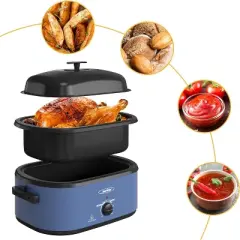 Heynemo 20QT Roaster Oven, Electric Roaster with 3 Compartments, Turkey Roaster Oven with Self-Basting Lid, Defrost & Warm Function