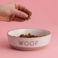 Mason Cash: Woof Dog Bowl, 5.9", 18.6oz, Cream & Tan, Food & Water Dish