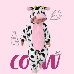 Joyfy Toddler Infant Halloween Costume Cow Pajamas Cowboy Costume for Halloween Dress Up Party