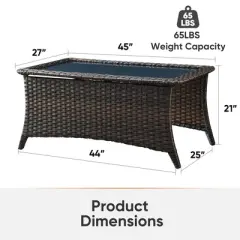 Gymojoy Outdoor Rattan Side Table Patio Wicker Coffee Table