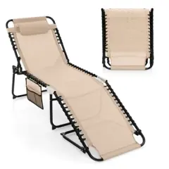 Costway 1/2 PCS Patio Folding Chaise Lounge Chair Portable Sun Lounger with Adjustable Backrest