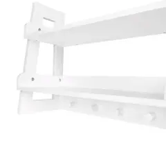 Kids' 2 Tier Ladder Wall Shelf with Hooks White - RiverRidge Home