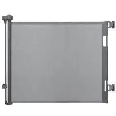 Retractable Baby Gate Gray for Stair and Doorway, 33" Tall Extends up to 55" Easy-to-Install Gray Retractable Mesh Baby Gate, Hardware Mounting Kit