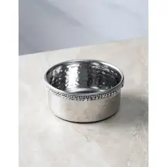 Classic Touch Stainless Steel Wine Coaster with Crystal Bead Edge, 4"D