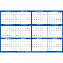 SwiftGlimpse 48"x72" 2025 Wall Calendar Navy Blue