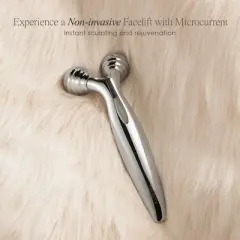 VORA Microcurrent Facial Roller by Project E Beauty | 3D Face & Body Massager | Instant Face Lift & V-Shape | Anti-Aging &Tightening | Solar Powered