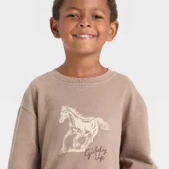 Toddler Boys' Western Horse Sweatshirt - Cat & Jack&trade; Beige