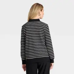 Fashion Leisure Maternity Pullover Sweatshirt - Isabel Maternity by Ingrid & Isabel&trade; Black/Cream Striped