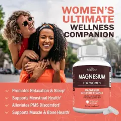 4-in-1 Magnesium Supplement for Women, Magnesium Glycinate with Chasteberry, Dong Quai & Vitamin B6 for Overall Health, Bioschwartz, 60ct
