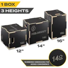 Philosophy Gym 3 in 1 Non-Slip Wood Plyo Box- Jump Plyometric Box for Training and Conditioning