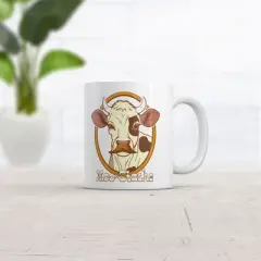 Crazy Dog Moo Stache Mug Funny Sarcastic Cow Graphic Novelty Mustache Coffee Cup-11oz