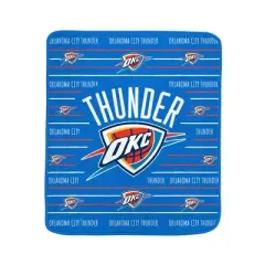 NBA Oklahoma City Thunder Logo Stripe Binding Edge Flannel Fleece Blanket
