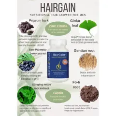 Mediceuticals HairGain Supplement for MEN | Hair Loss to Promote Healthy Hair Gain Growth - (60 capsules)