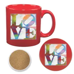 Courtside Market Love RED 20 oz Mug & Ceramic Coaster Set